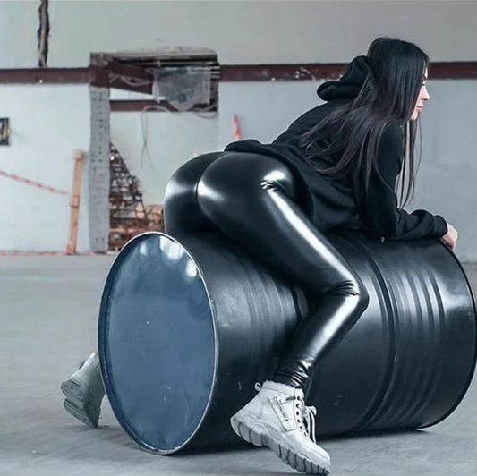 Flauschige Winter PU Leder Leggings