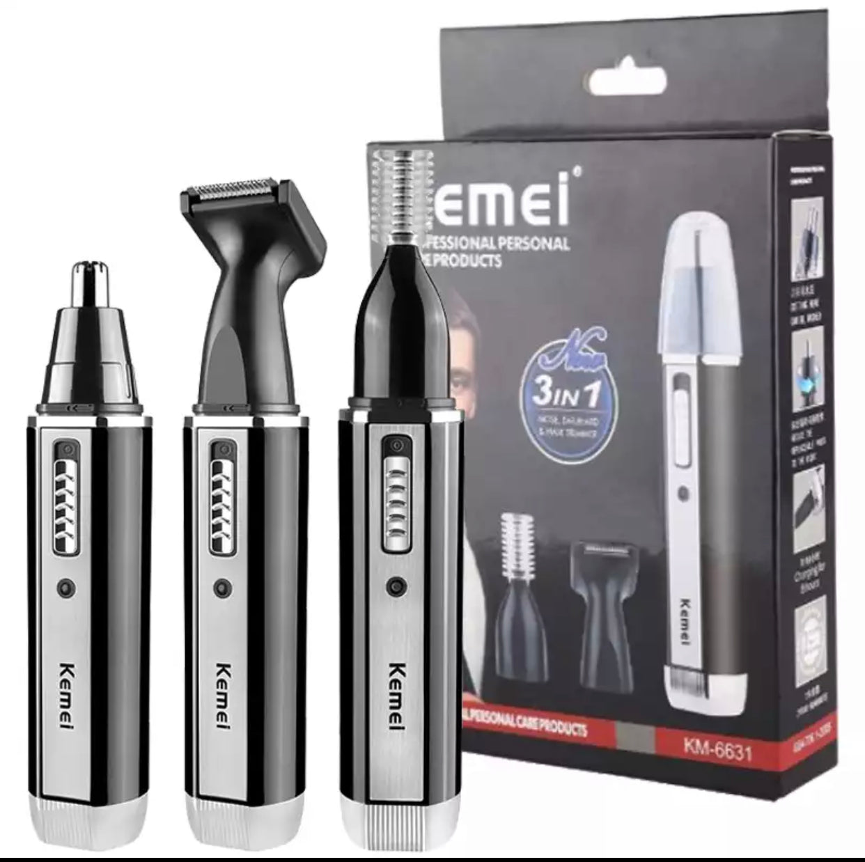 Kemei Elektrischer 4in1 Mini Nasen und Ohrenhaar Trimmer Akku Rasierer