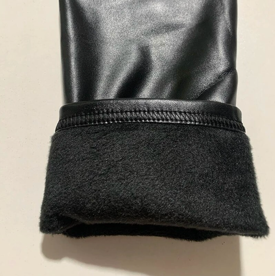 Flauschige Winter PU Leder Leggings