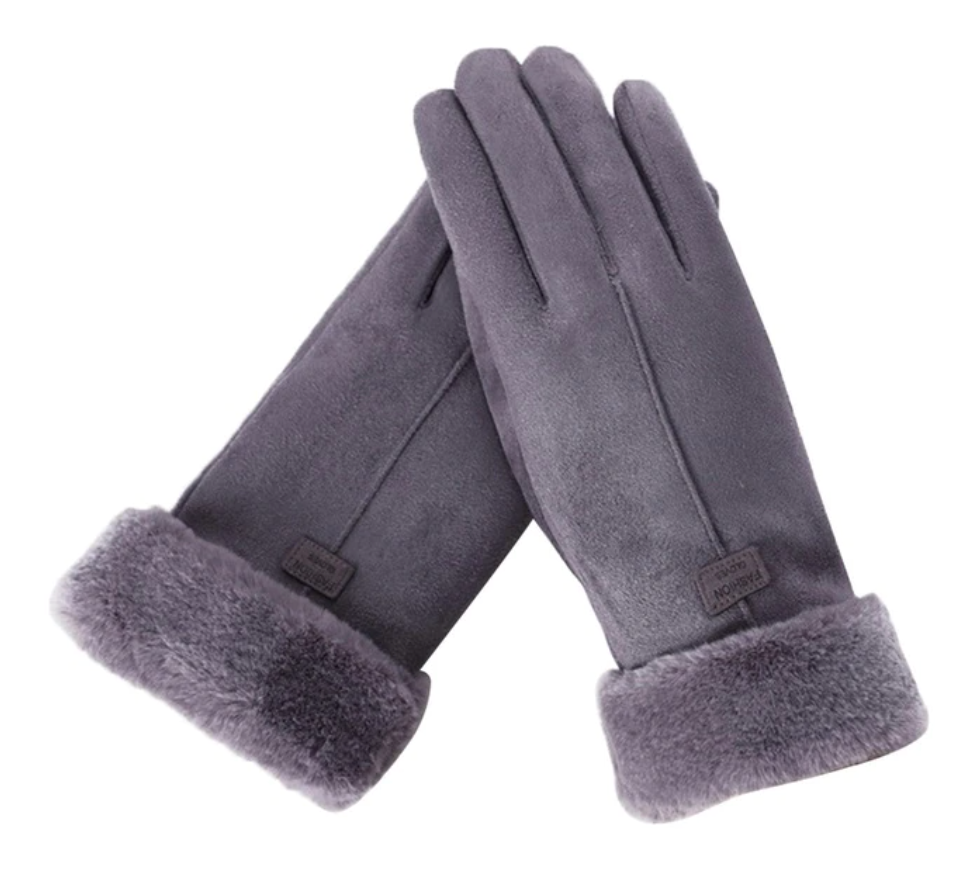 Flausch Handschuhe Grau