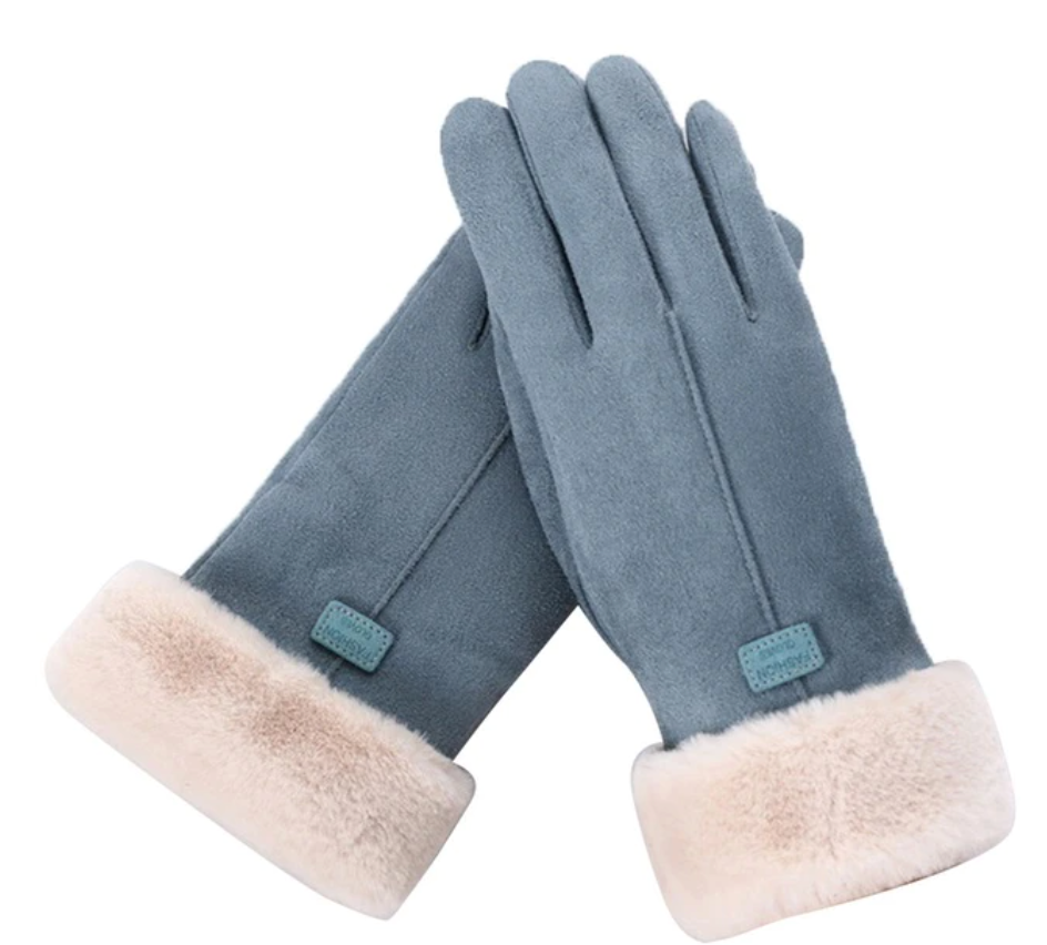 Flausch Handschuhe Blau