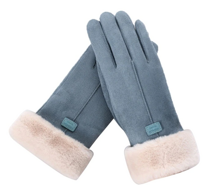 Flausch Handschuhe Blau