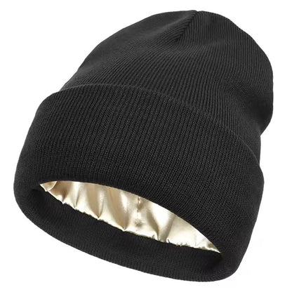 Wintermütze mit Seidenfutter Schwarz