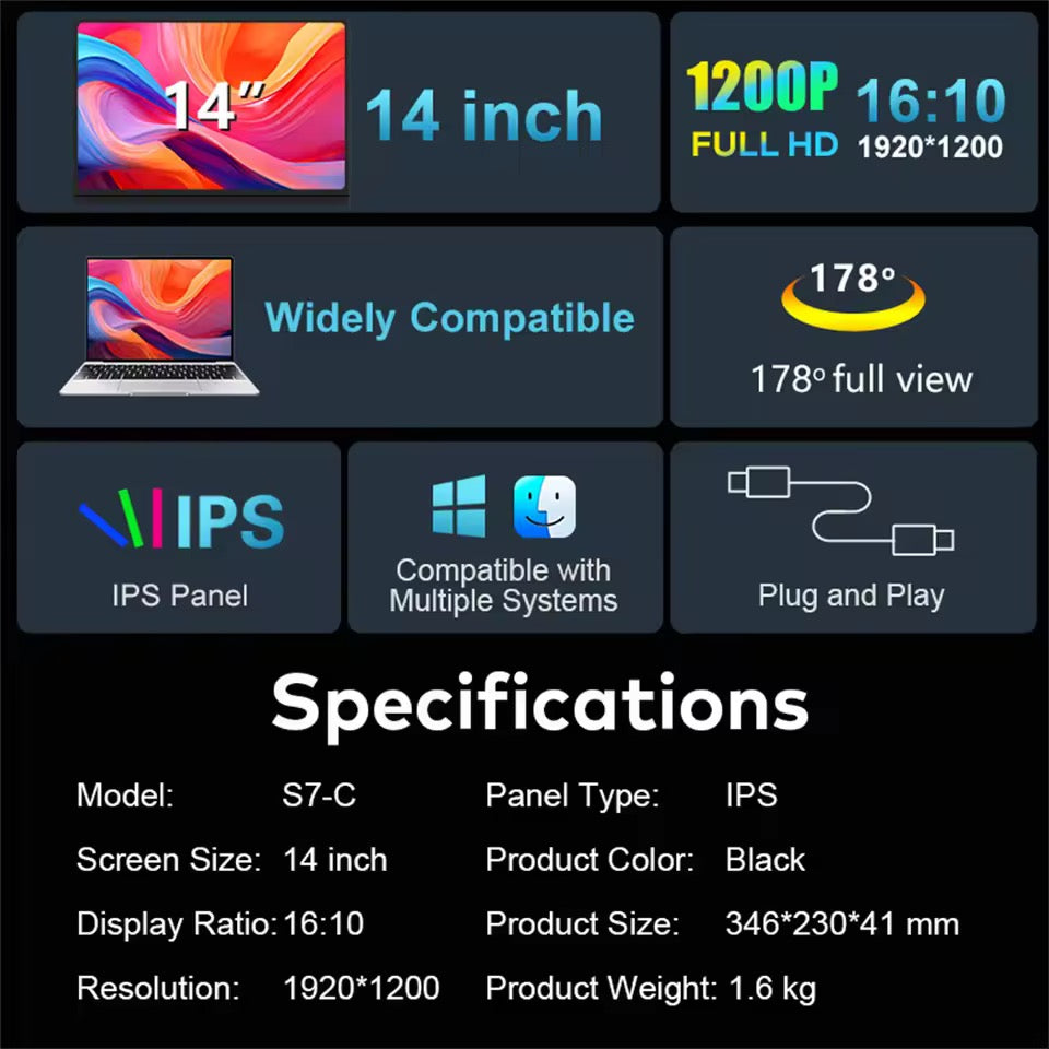Doppel Bildschirm 14-16 Zoll