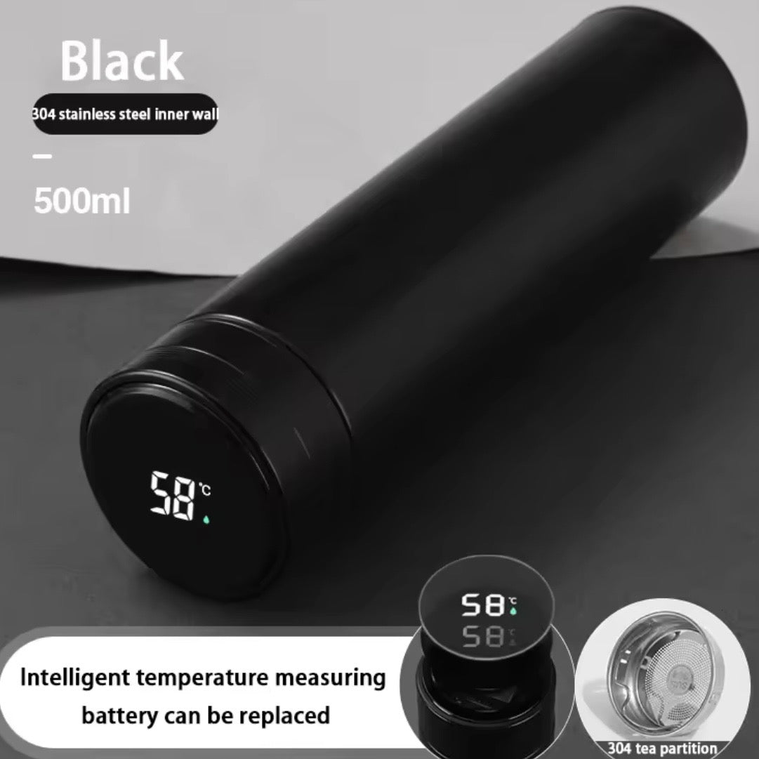 Thermoskanne mit Themperaturanzeige Schwarz