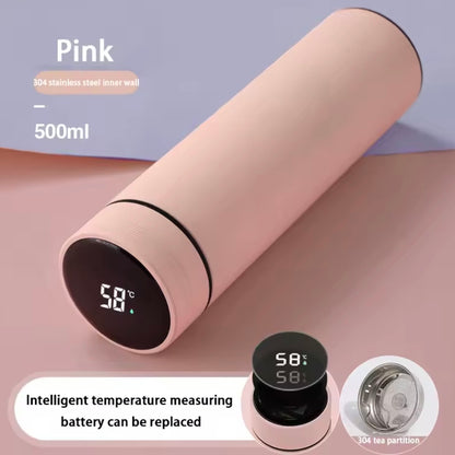 Thermoskanne mit Themperaturanzeige Rosa