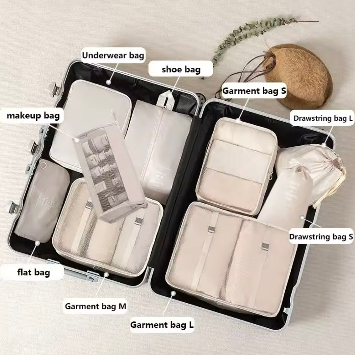 9 Teiliges Set Reise Aufbewahrungstaschen Organizer