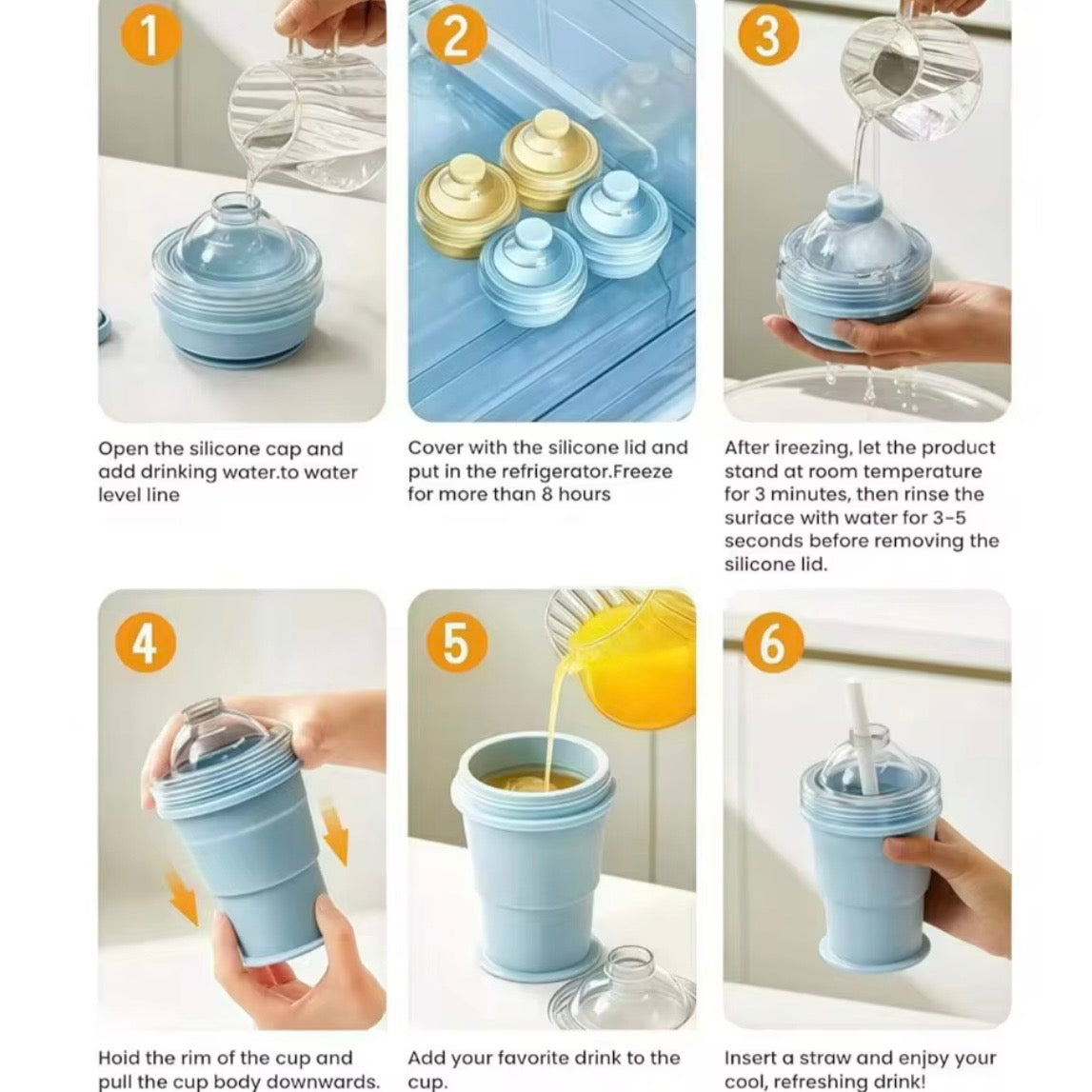 Faltbarer 2 in 1 Silikon Eisballbecher