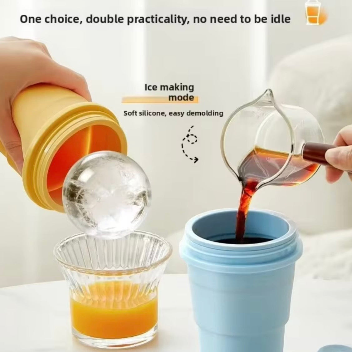 Faltbarer 2 in 1 Silikon Eisballbecher