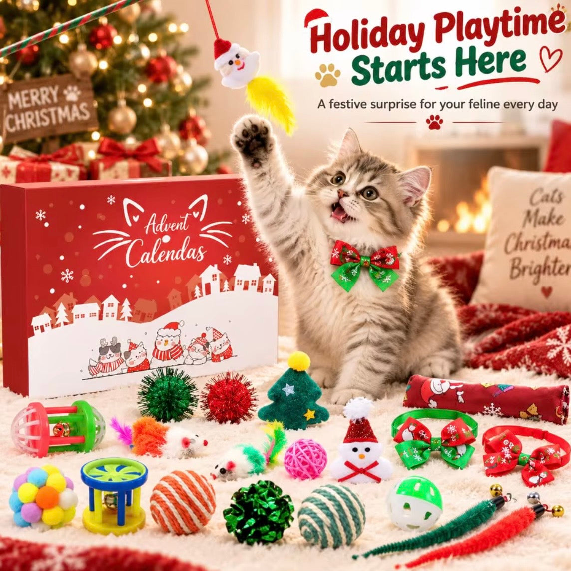 Katzenspielzeug Adventskalender Rot