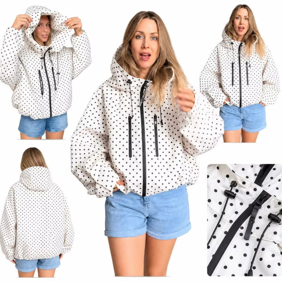 Gepunktete Windjacke