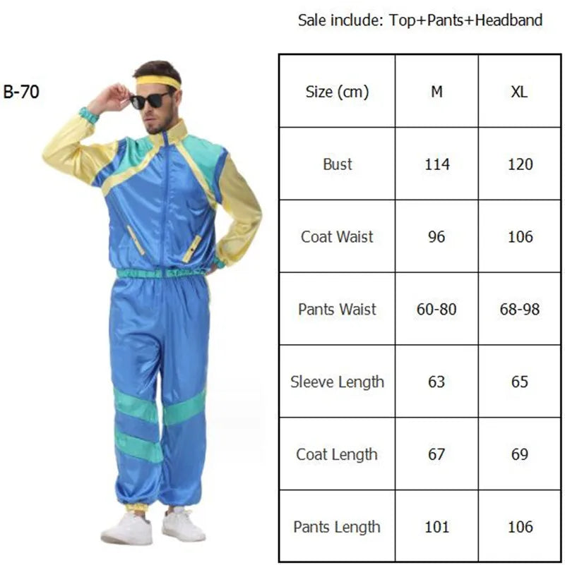 80er Jahre Kostüm Blau Herren