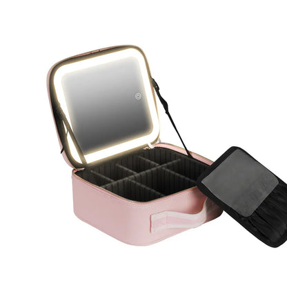 Schminktasche mit integriertem Spiegel und Licht