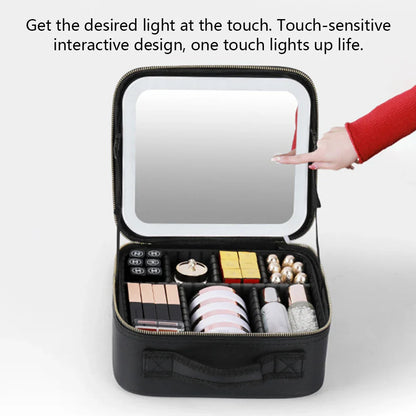 Schminktasche mit integriertem Spiegel und Licht